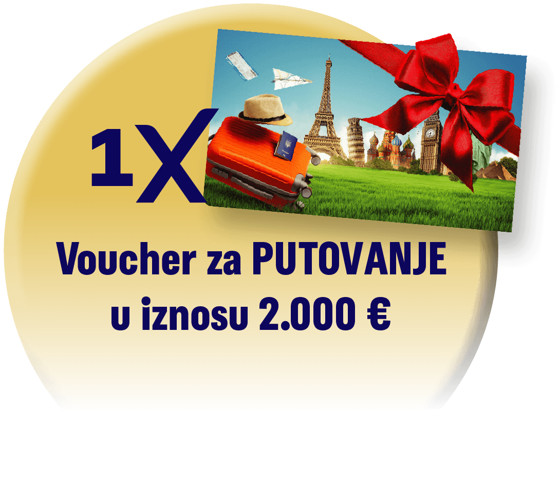 1x Voucher za putovanje u iznosu 2.000 €